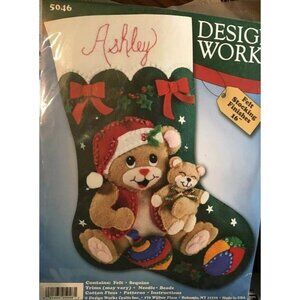 Design Works Christmas Playful Bears 16" Felt Sequin Stocking Kit 5046 New USA